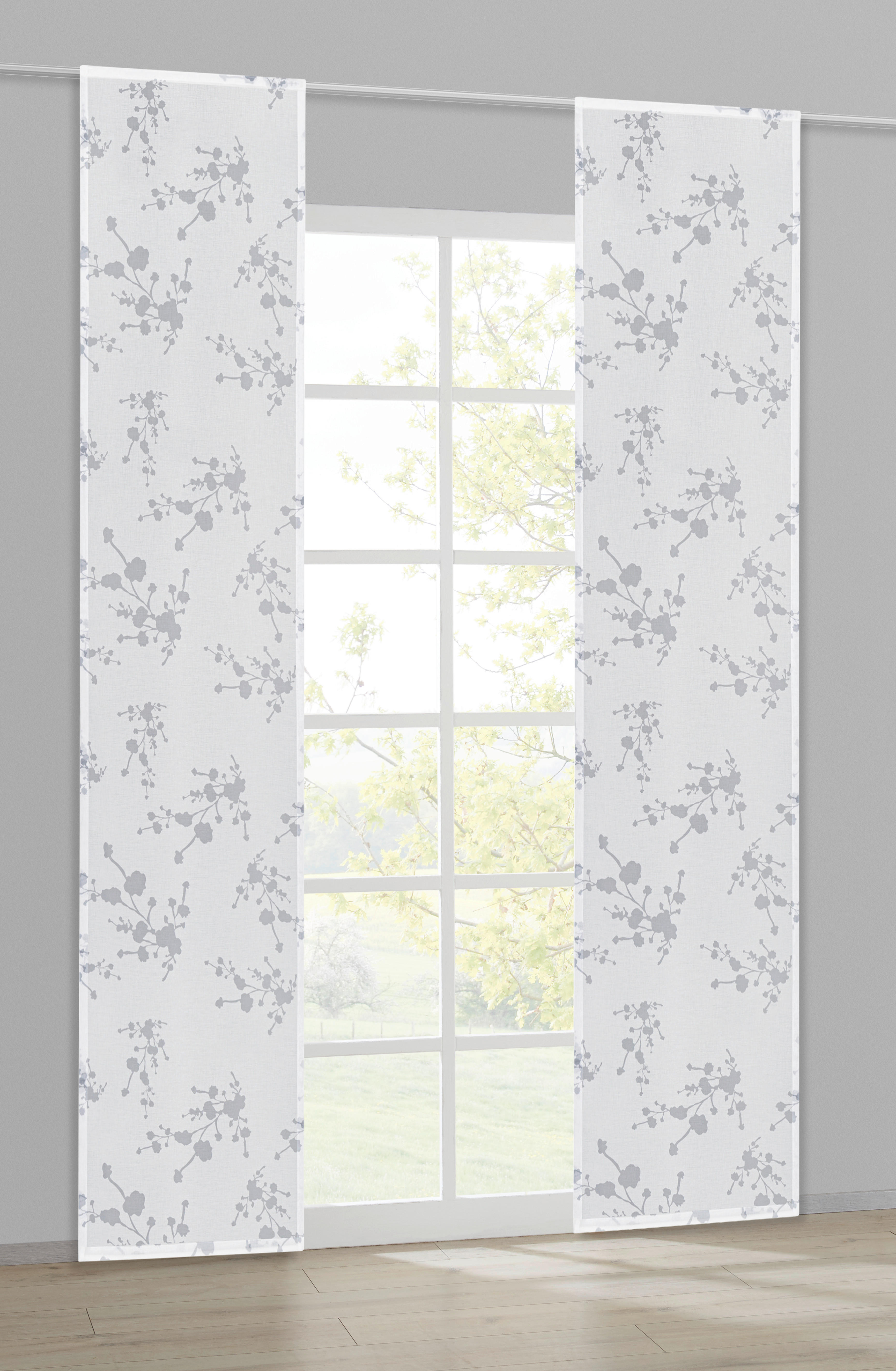 Schiebevorhang Ranke grau B/L: ca. 60x245 cm Ranke - weiß/grau (60,00/245,00cm) - Happy Home