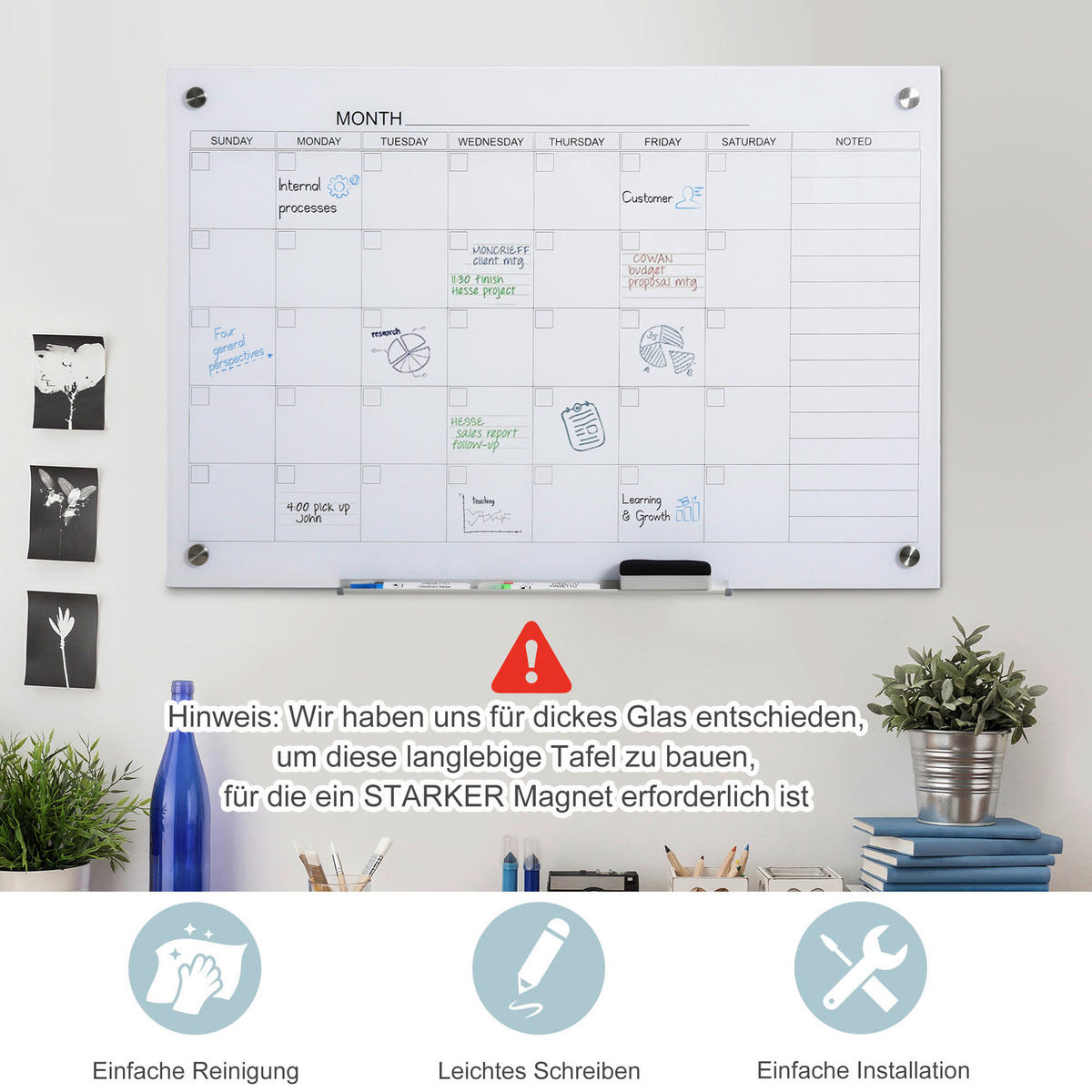 Vinsetto Wandboard Kalendertafel - weiß (0,20/60,00/90,00cm) - Vinsetto