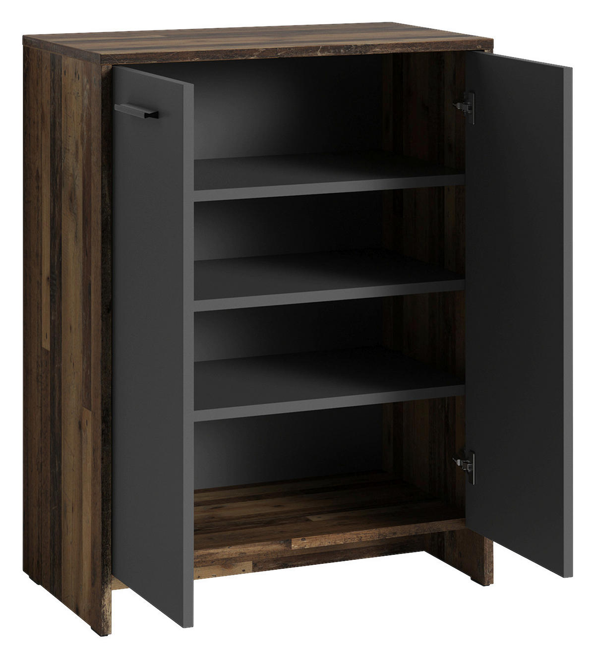 Schuhkommode BEN Eiche Old Wood Nachbildung anthrazit B/H/T: ca. 63x83x35 cm BEN - Eiche/anthrazit (63,00/83,00/35,00cm) - byLIVING