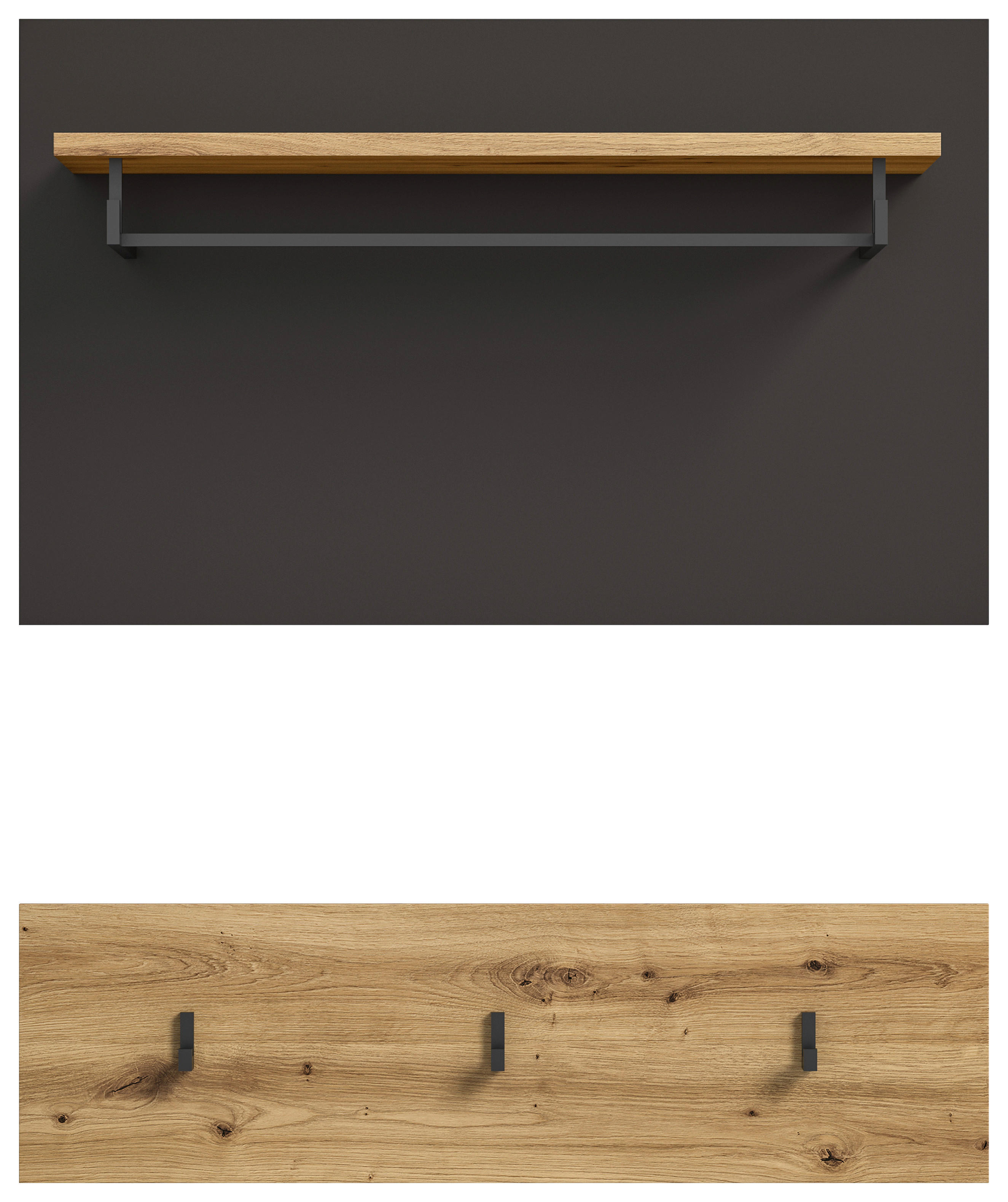 Garderobenpaneel CANU edles Basaltgrau Nachbildung Eiche Artisan Nachbildung B/H/T: ca. 80x73x27 cm CANU - Eiche/edles Basaltgrau (80,00/73,00/27,00cm) - xonox.home