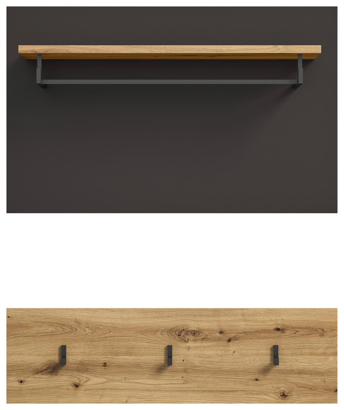Garderobenpaneel CANU edles Basaltgrau Nachbildung Eiche Artisan Nachbildung B/H/T: ca. 80x73x27 cm CANU - Eiche/edles Basaltgrau (80,00/73,00/27,00cm) - xonox.home