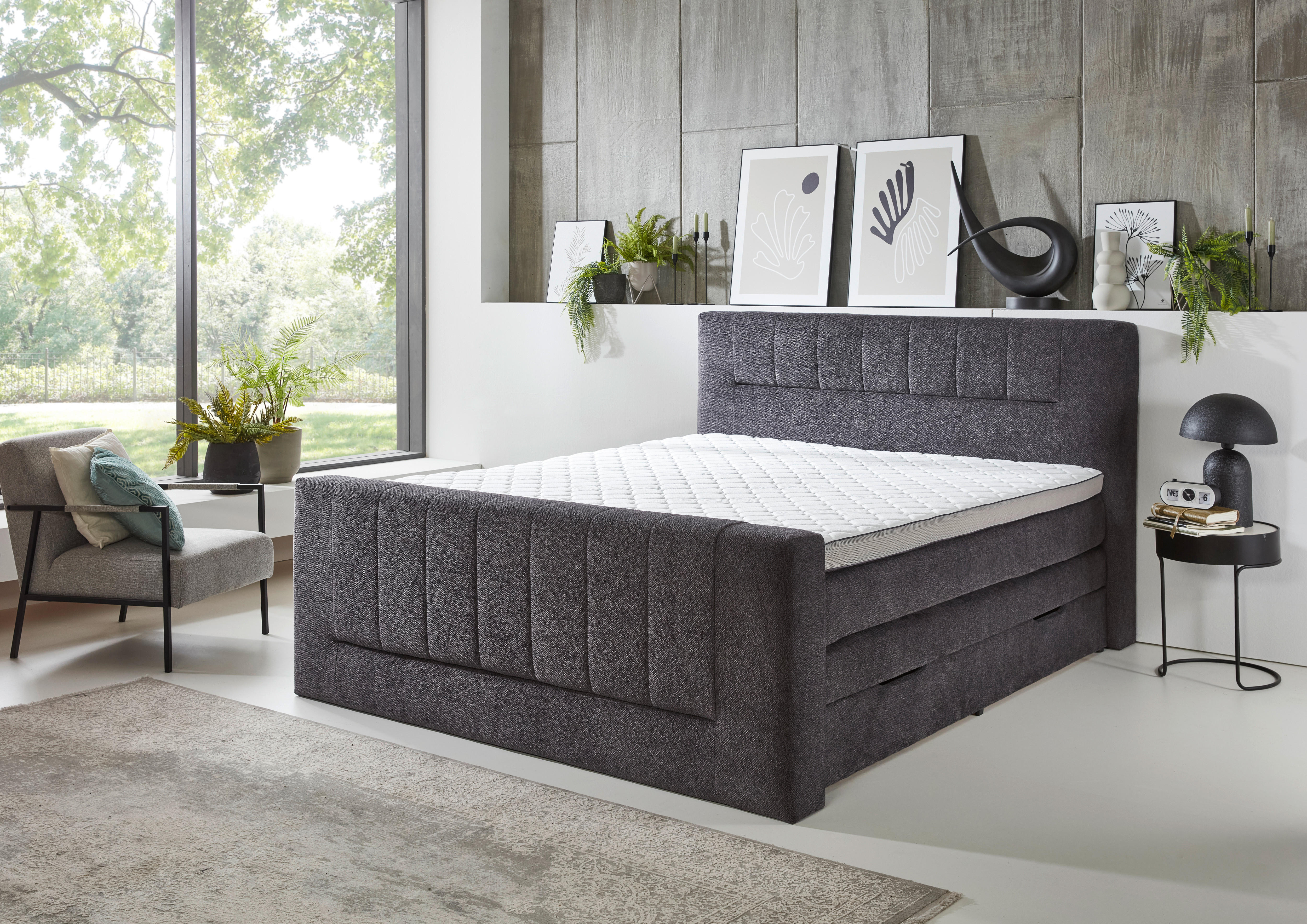 Boxspringbett Kenosha anthrazit Liegefläche B/L: ca. 180x200 cm Kenosha - anthrazit (180,00/200,00cm)