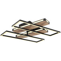 GLOBO LED-Deckenleuchte 67299D1 mattschwarz dunkelbraun Kunststoff MDF Metall B/H/T: ca. 52x10x60 cm COLLI - dunkelbraun/mattschwarz (52,00/10,00/60,00cm) - GLOBO