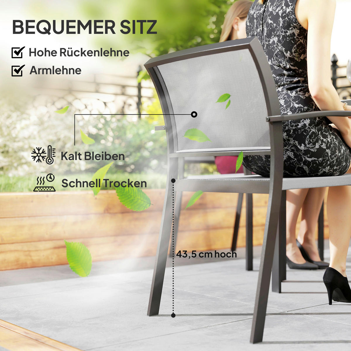 Outsunny Gartenmöbel-Set grau Kunststoff B/H/L: ca. 87x72x180 cm Gartenmöbel-Set - grau (180,00/87,00/72,00cm) - Outsunny