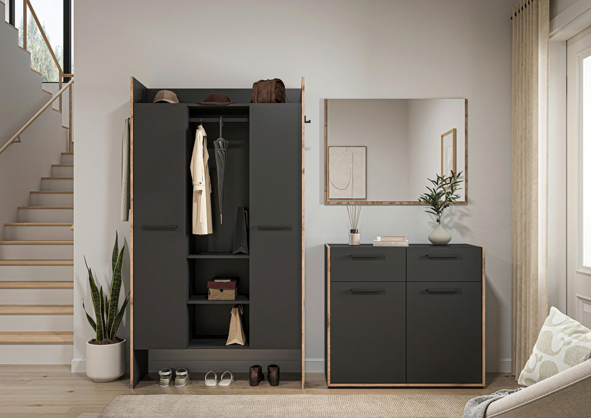 Garderobe Bueno Basalt Nox Oak Nachbildung B/H/T: ca. 215x189x37 cm Bueno - Basalt (215,00/189,00/37,00cm) - xonox.home