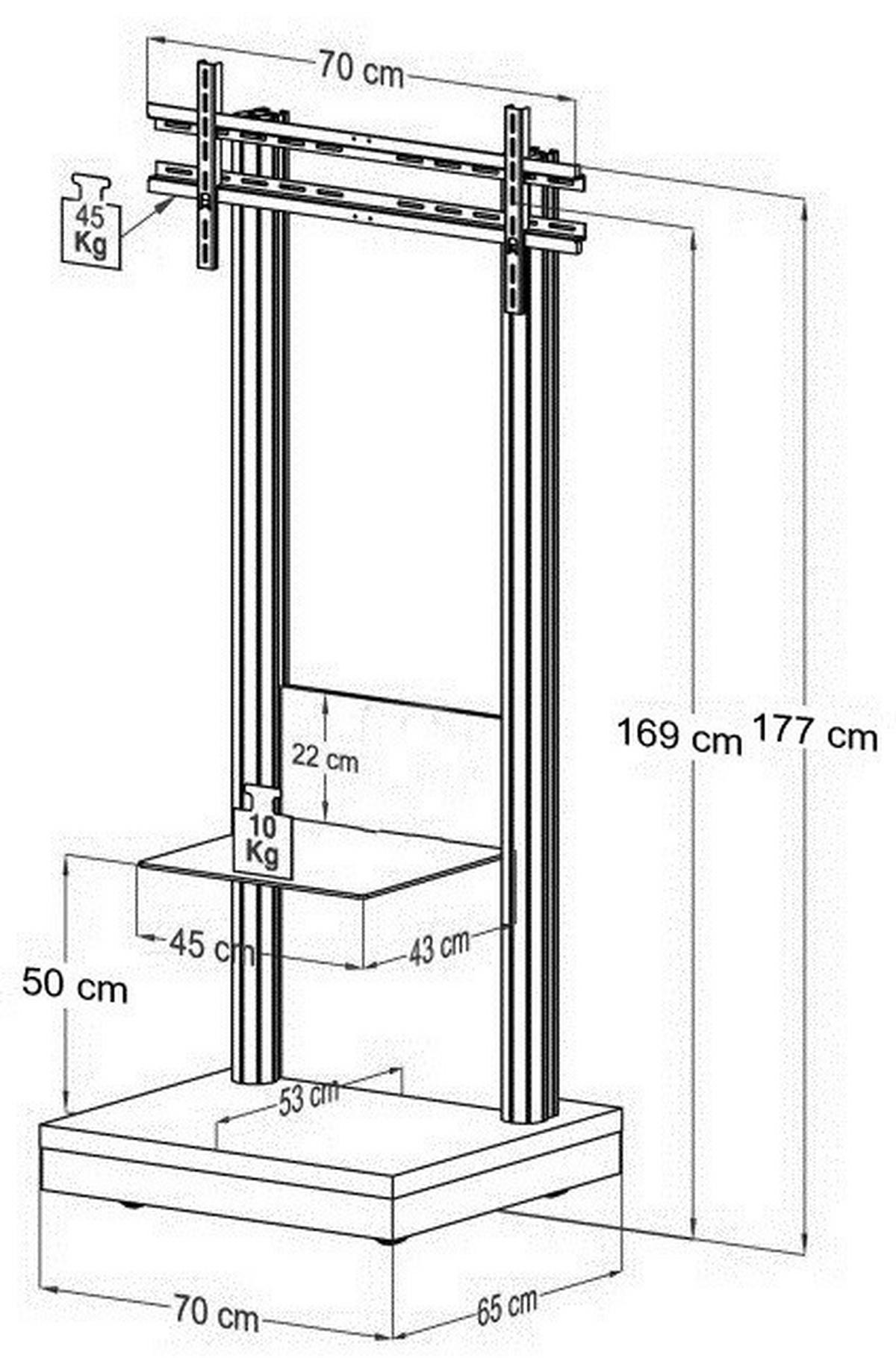 VCM TV-Standfuß  TV Standfuß Monte Visolo 2 TV Standfuß - (70,00/177,00/65,00cm) - VCM