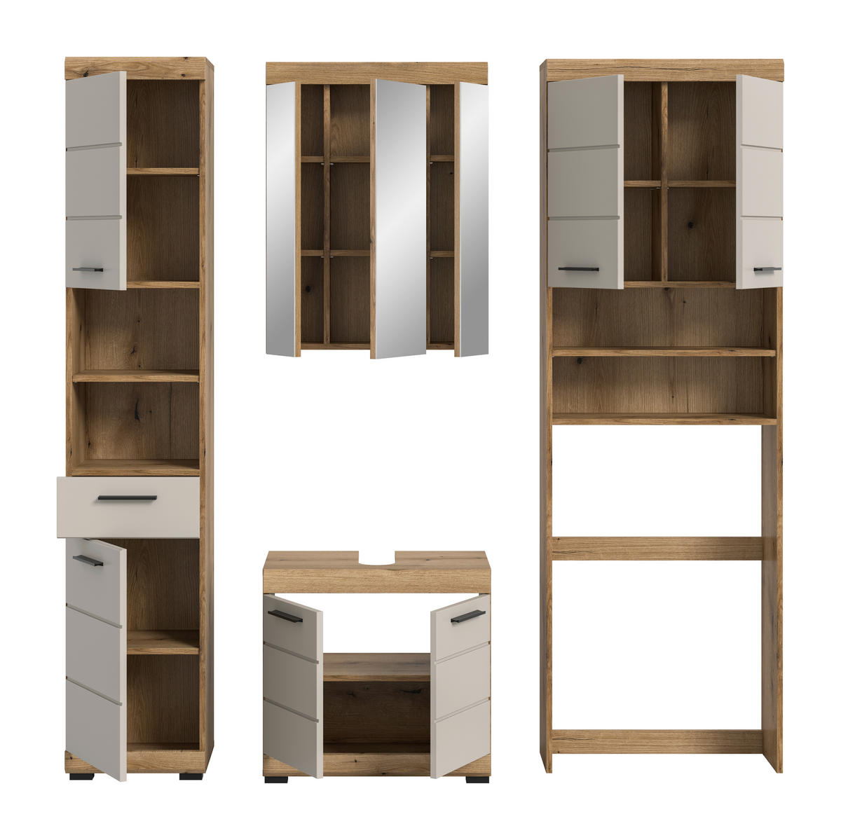 Badezimmer-Set Scout Evoke Oak Nachbildung Kaschmirgrau Nachbildung B/H/T: ca. 190x191x34 cm Scout - Kaschmirgrau (190,00/191,00/34,00cm) - xonox.home