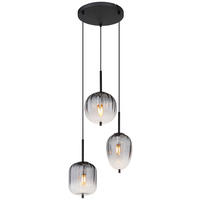 GLOBO Pendelleuchte mattschwarz Glas Metall H/D: ca. 120x46 cm 3.0 Brennstellen 15215-3 - mattschwarz (46,00/120,00cm) - GLOBO