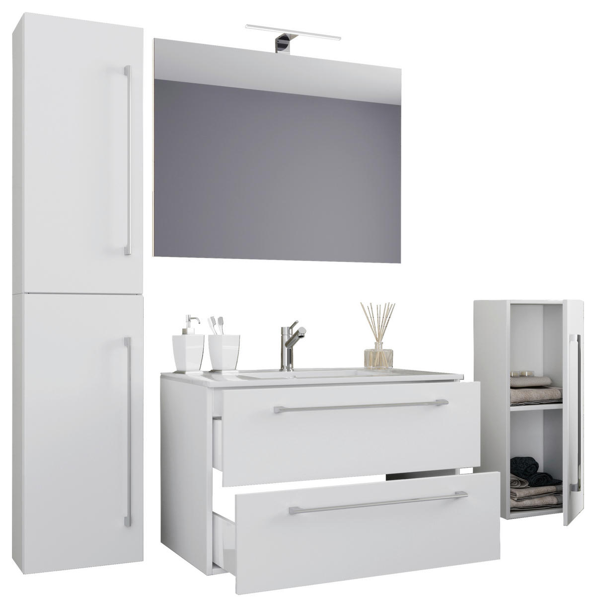 Waschplatz 5tlg-Badinos weiß B/H/T: ca. 80x50x46 cm 5tlg-Badinos - weiß (80,00/50,00/46,00cm) - VCM Möbel