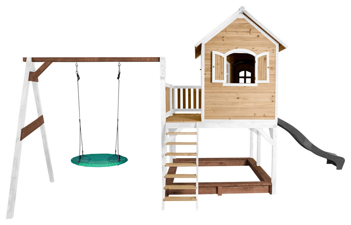 AXI Spielhaus Liam braun B/H/L: ca. 541x291x277 cm Liam - braun/weiß (277,00/541,00/291,00cm) - AXI