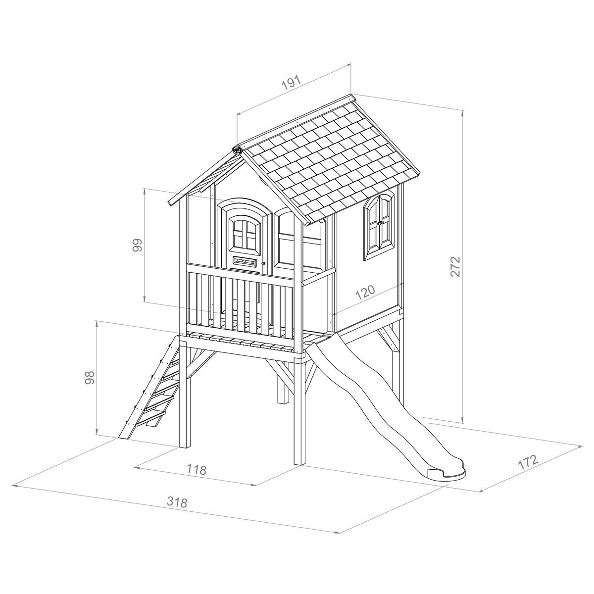 AXI Spielhaus Laura braun B/H/L: ca. 318x272x191 cm Laura - braun/weiß (191,00/318,00/272,00cm) - AXI