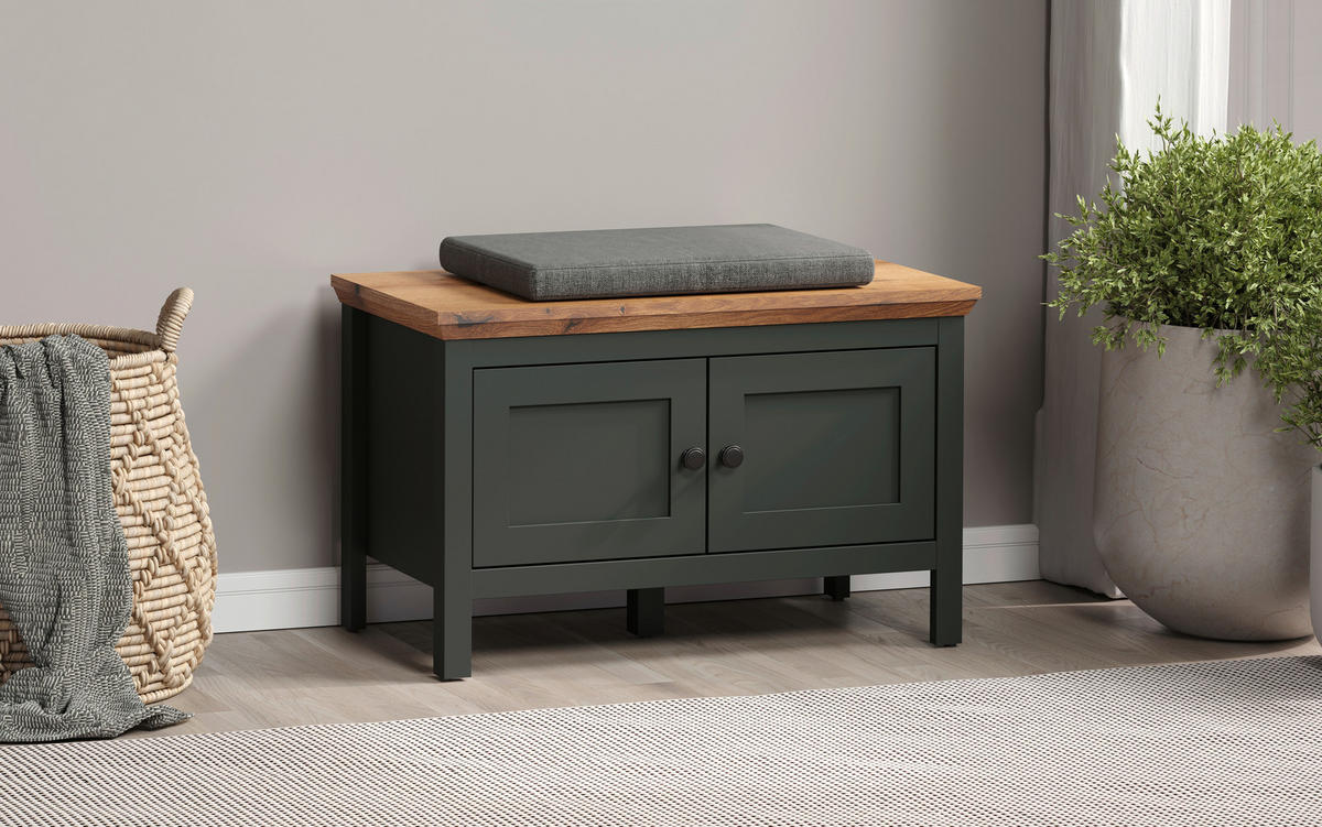 Sitzbank Stanton tannengrün Eiche Evoke Coast Nachbildung B/H/T: ca. 77x48x39 cm Stanton - Eiche/tannengrün (77,00/48,00/39,00cm)
