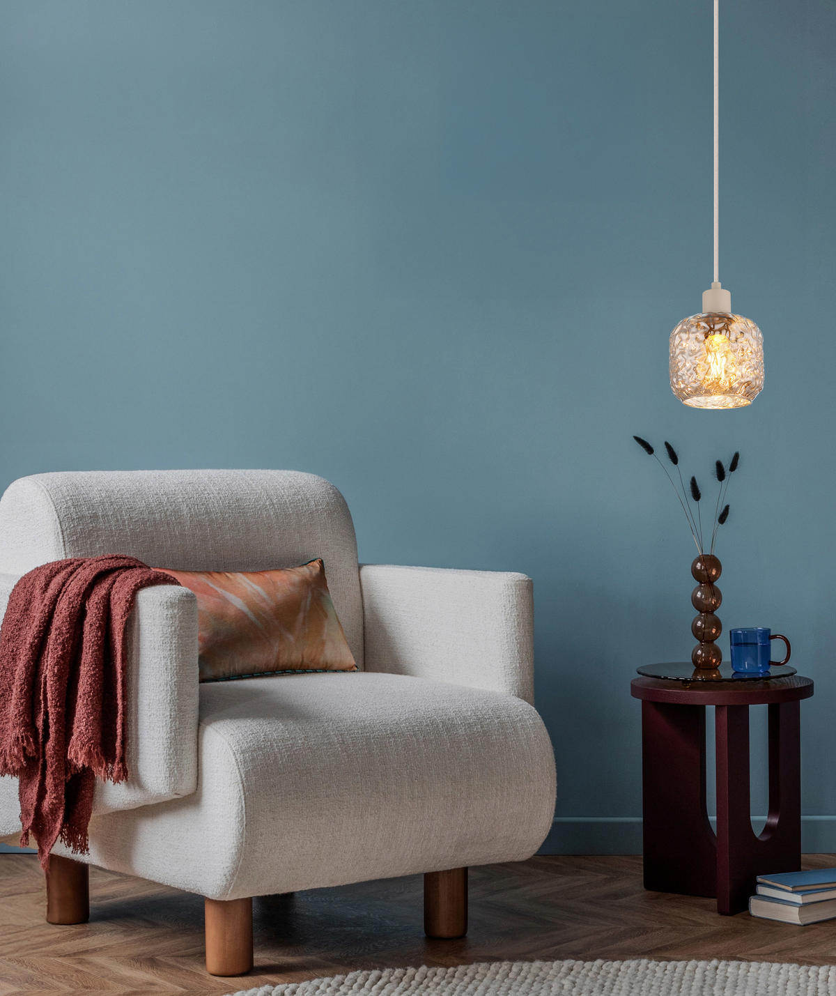 GLOBO Hängeleuchte Rauch beige Glas Metall B/H/L: ca. 18x24x18 cm E27 1 Brennstellen Hängeleuchte-Antonio - beige/Rauch (18,00/18,00/24,00cm) - GLOBO