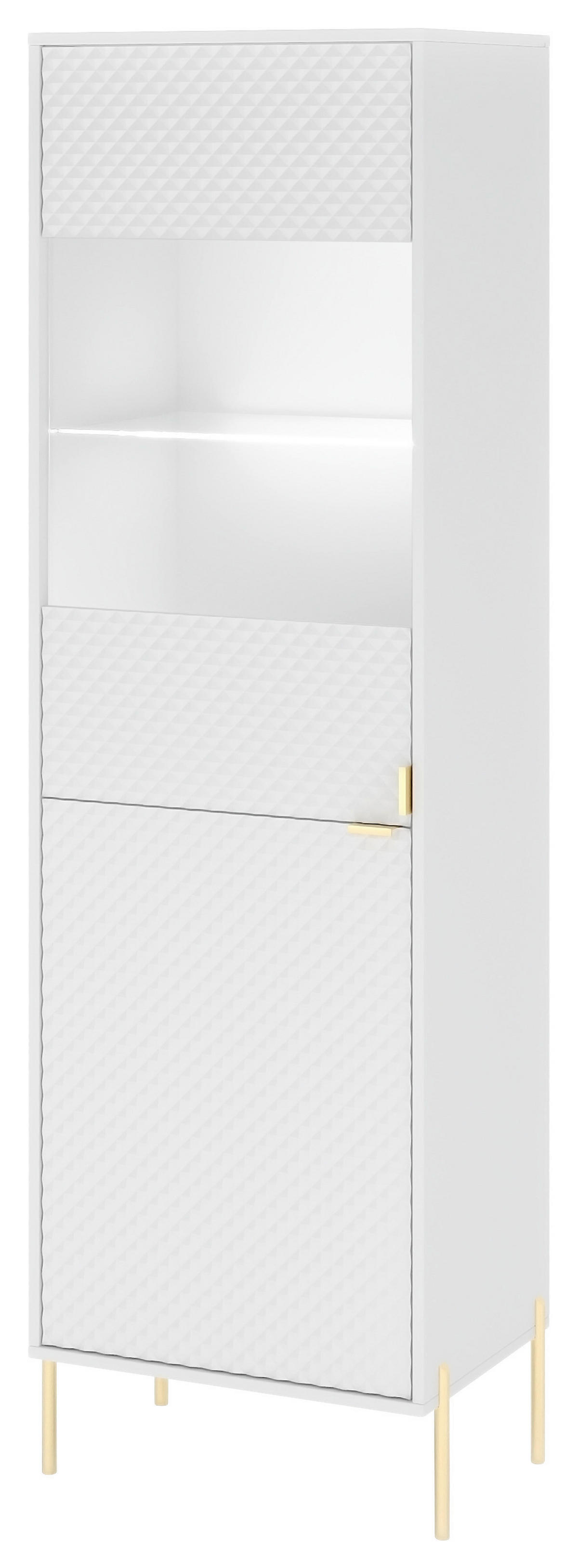 Vitrine VITRINE DIAMOND DI4 LED weiß weiß glänzend Nachbildung B/H/T: ca. 53,7x190x42 cm VITRINE DIAMOND DI4 LED - weiß (53,70/190,00/42,00cm) - WIPMEB