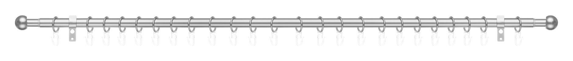 Gardinenstange Kugel Chrom Metall D: ca. 2 cm ausziehbar von ca. 130 bis 240 cm 1.0 Läufe
