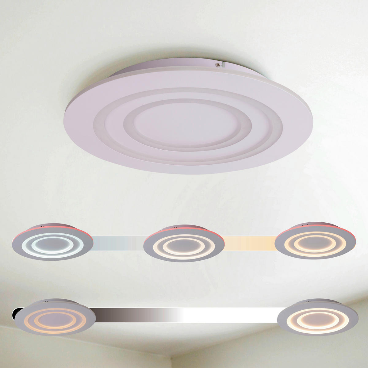 Näve Leuchten LED-Deckenleuchte weiß Metall Kunststoff B/H/T/D: ca. 50x6x50x50 cm MIREL - weiß (50,00/6,00/50,00cm) - Näve Leuchten