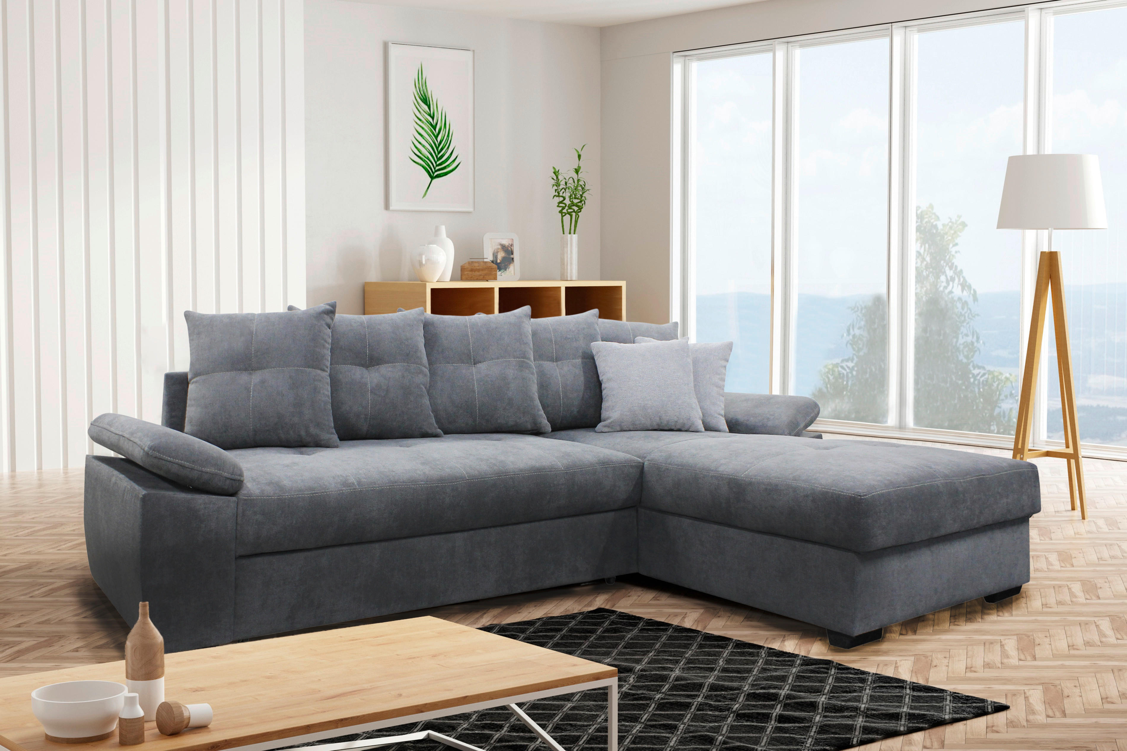 Ecksofa Noel hellgrau B/H/T: ca. 274x90x168 cm Noel - hellgrau/schwarz (274,00/90,00/168,00cm)