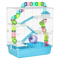 PawHut Kleintierkäfig hellblau Stahl B/H/L: ca. 36x69x59 cm Kleintierkäfig - hellblau/weiß (59,00/36,00/69,00cm) - PawHut