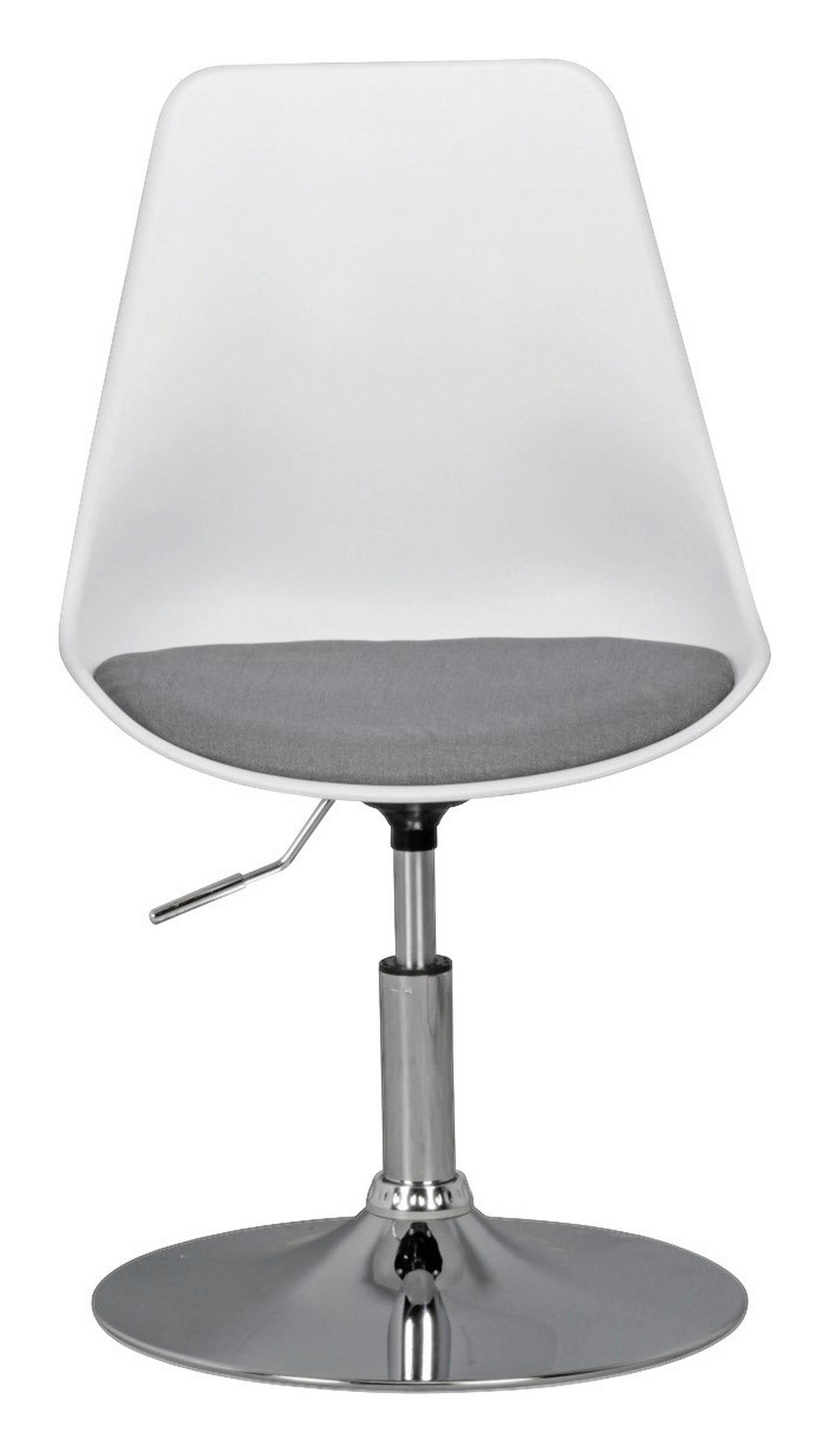 Drehstuhl weiß grau Chrom Kunststoff Stoff Metall Drehsessel - weiß/Chrom (46,00/88,00/46,00cm) - Amstyle