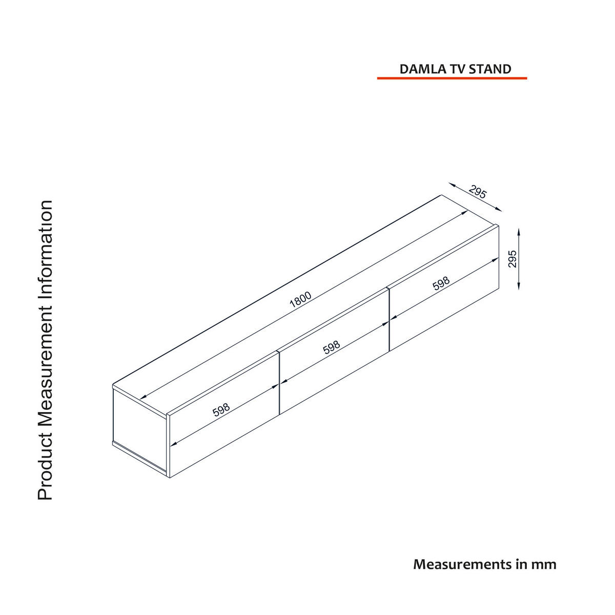 TV-Lowboard Damla schwarz B/H/T: ca. 180x29,5x29,5 cm Damla - schwarz (180,00/29,50/29,50cm) - moebel17
