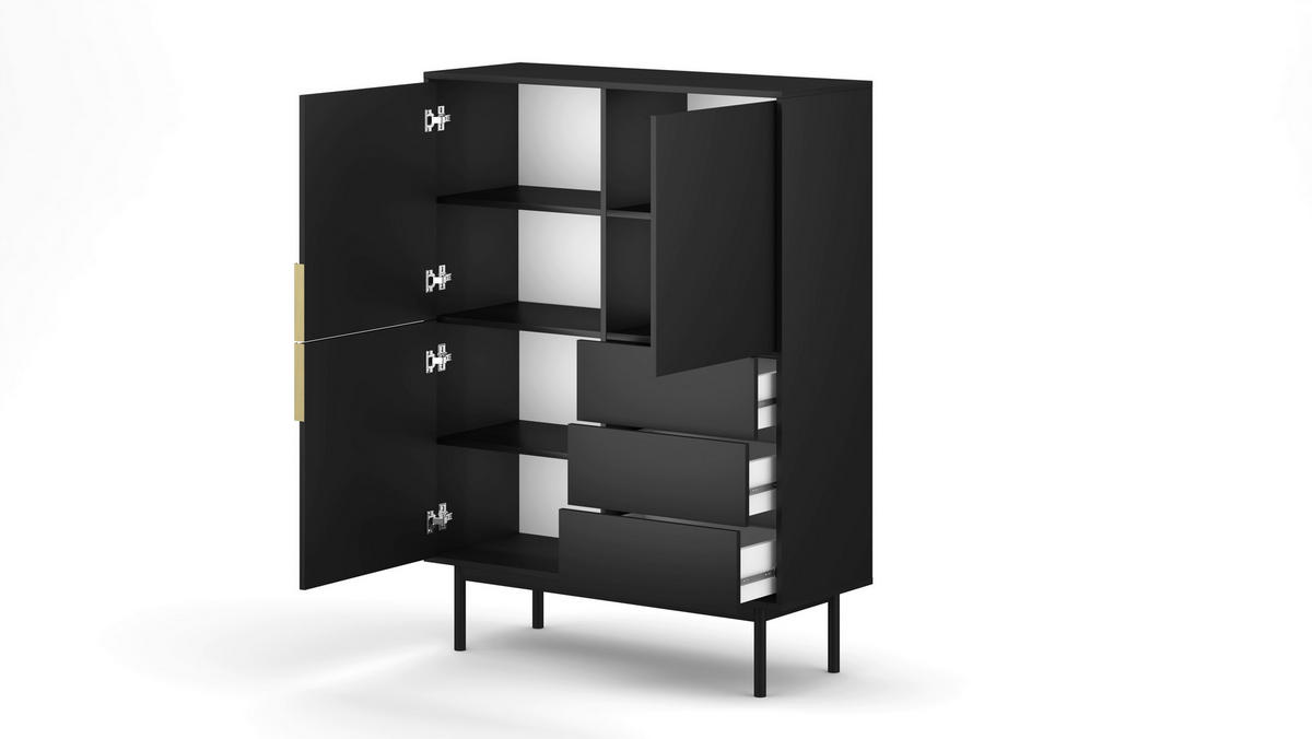 Highboard VIVA schwarz B/H/T: ca. 104x139,5x39 cm VIVA - schwarz (104,00/139,50/39,00cm) - WIPMEB