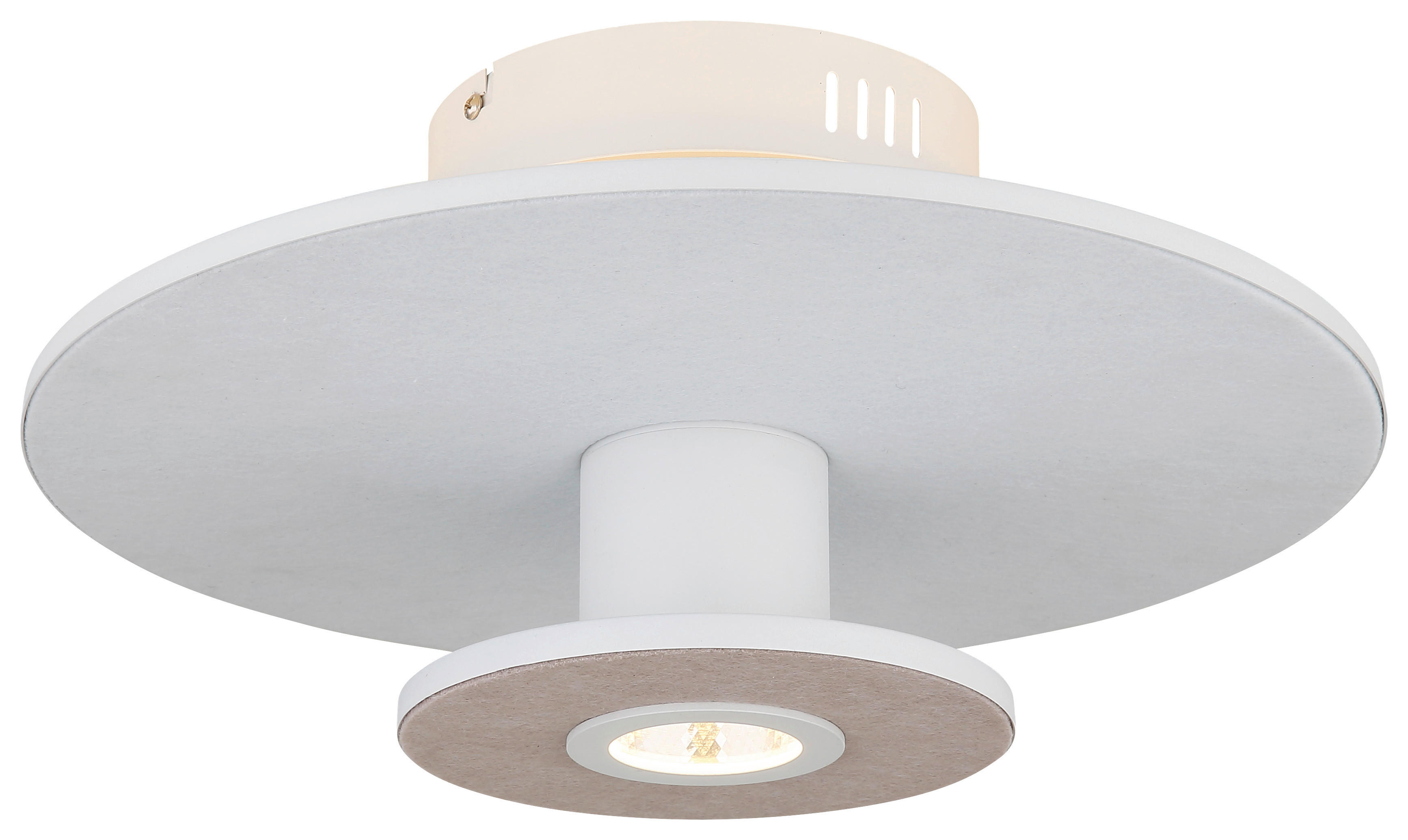 GLOBO LED-Deckenleuchte weiß hellgrau Metall Aluminium Textil H/D: ca. 18x38 cm CARTER - hellgrau/weiß (38,00/18,00cm) - GLOBO