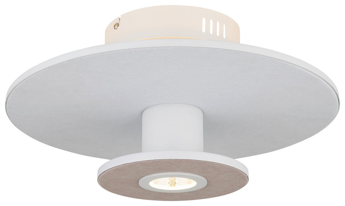 GLOBO LED-Deckenleuchte weiß hellgrau Metall Aluminium Textil H/D: ca. 18x38 cm CARTER - hellgrau/weiß (38,00/18,00cm) - GLOBO