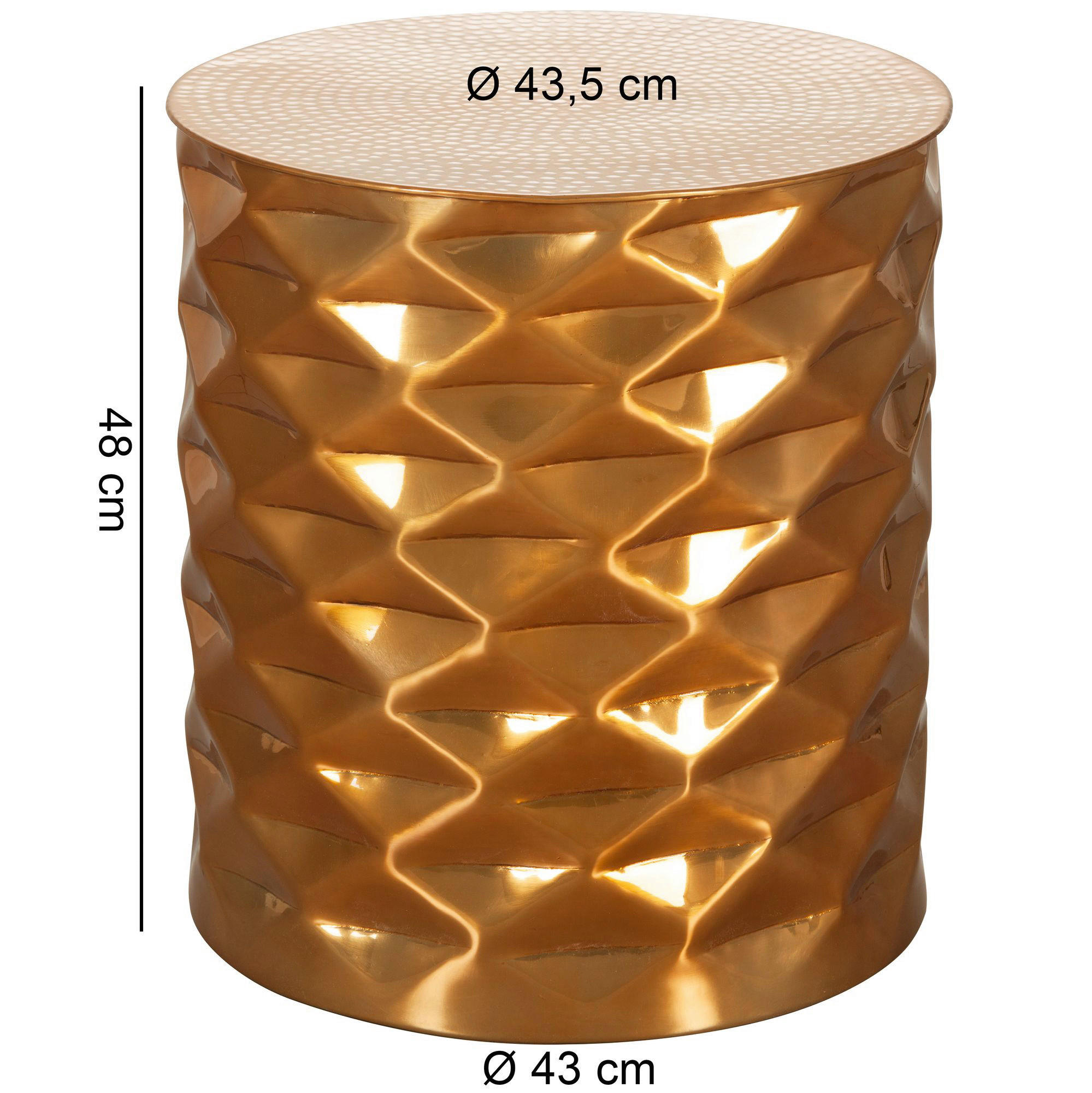 Beistelltisch gold Aluminium B/H/T: ca. 43,5x48x43,5 cm Beistelltisch - gold (43,50/48,00/43,50cm) - Wohnling