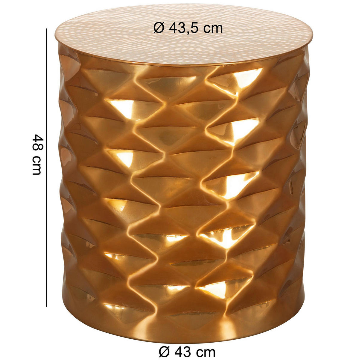 Beistelltisch gold Aluminium B/H/T: ca. 43,5x48x43,5 cm Beistelltisch - gold (43,50/48,00/43,50cm) - Wohnling