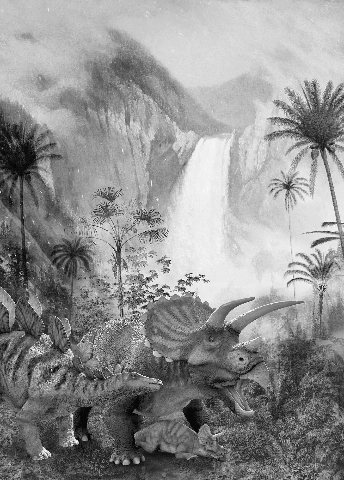 Komar Fototapete Jurassic Waterfall Dinos B/L: ca. 200x280 cm