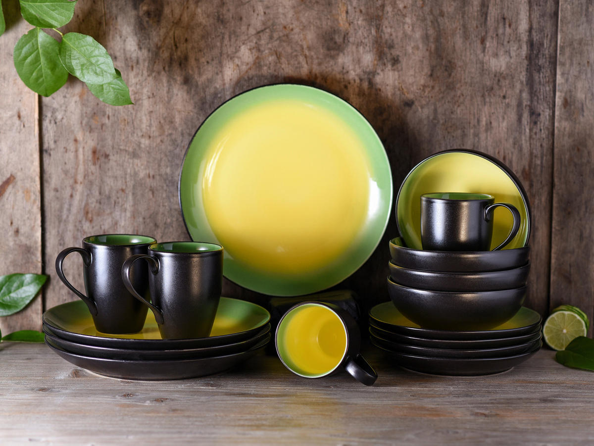 CreaTable Kombiservice HOT GREEN grün Steinzeug 16 tlg. HOT GREEN - grün - CreaTable