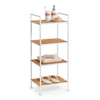 Standregal weiß Bambus B/H/T: ca. 39x95x33 cm Standregal_mit_4_Ablagen - weiß/natur (39,00/95,00/33,00cm) - Zeller