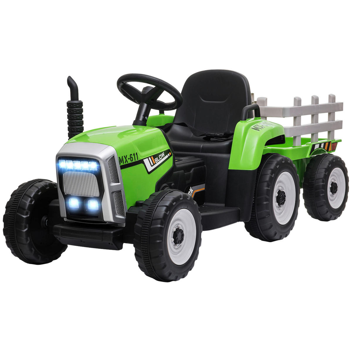 HOMCOM Kinder Elektro-Traktor grün B/H/L: ca. 50x52,5x136,5 cm Kinder Elektro-Traktor - grün (136,50/50,00/52,50cm) - HOMCOM