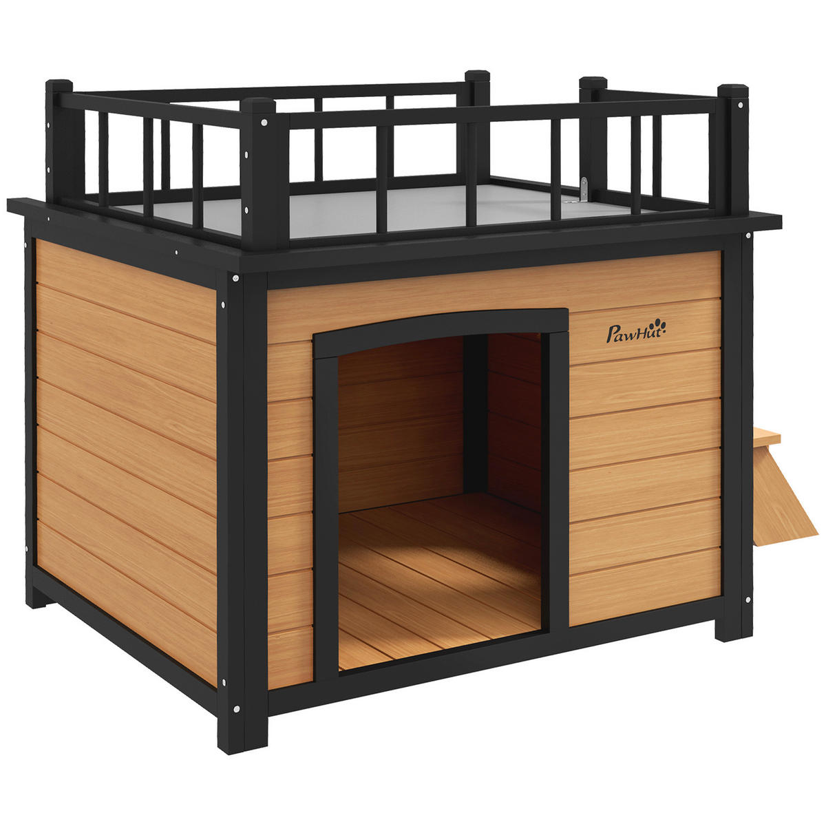 PawHut Hundehütte gelb Holz B/H/L: ca. 77x78x121 cm Hundehütte - gelb (121,00/77,00/78,00cm) - PawHut