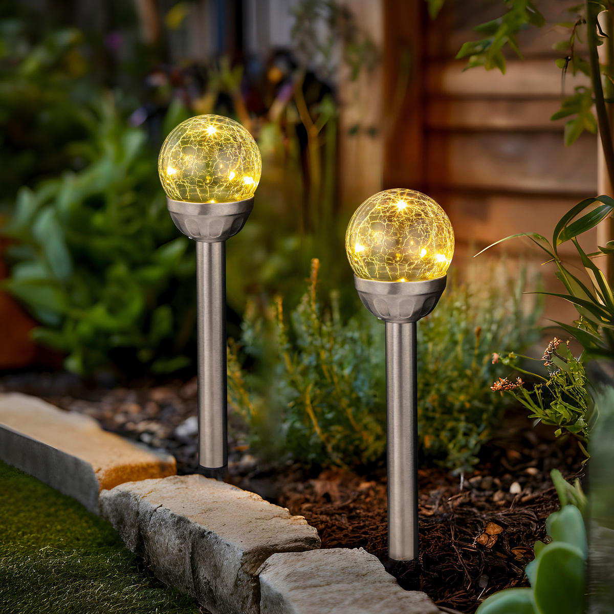 Solarleuchte Solarleuchte_Crackle-Glas warmweiß - Sensation