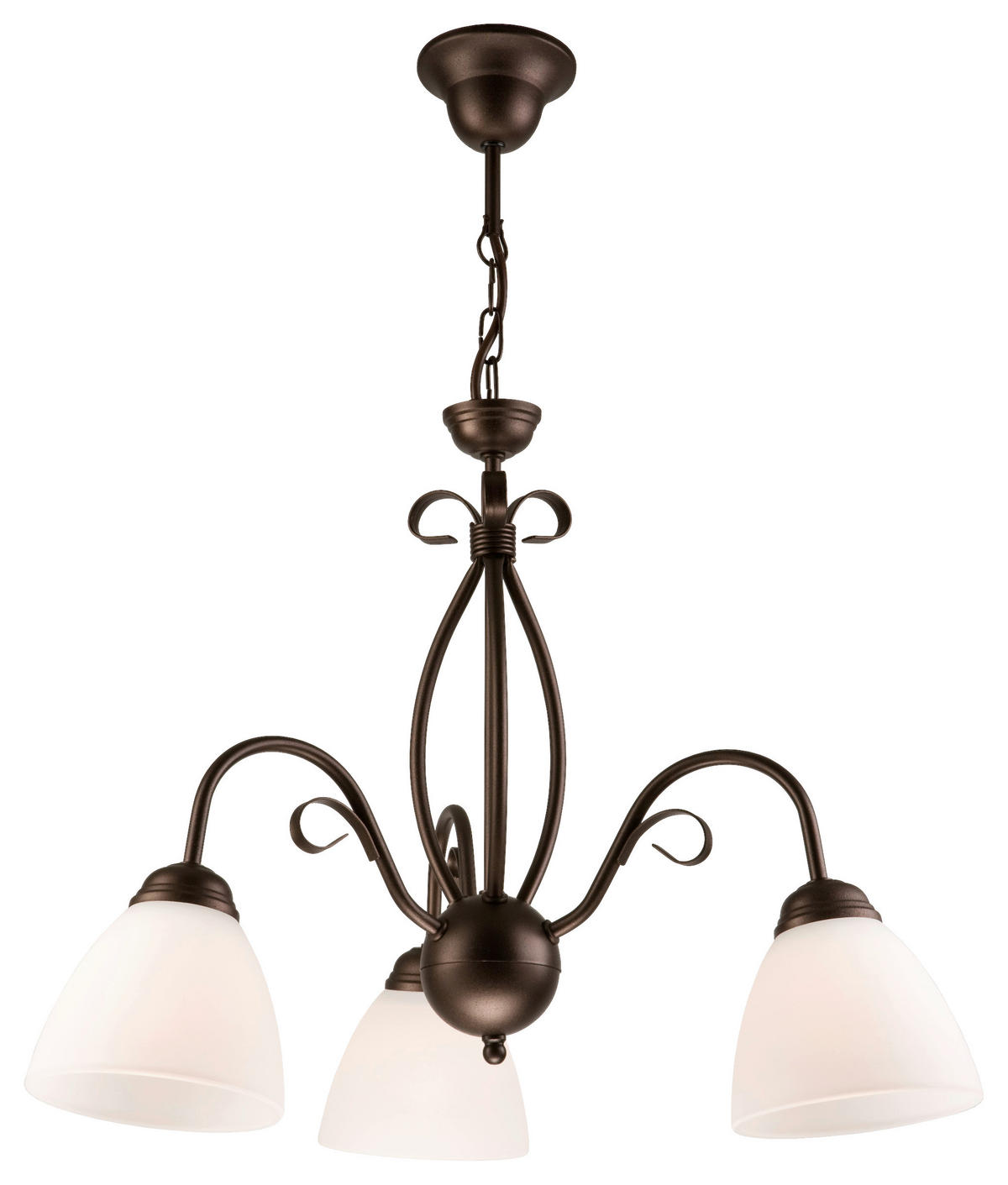 Lamkur Pendelleuchte ADELLE 21270 braun Glas Stahl H/L: ca. 67x50 cm E27 3 Brennstellen Adelle - braun (50,00cm) - Lamkur