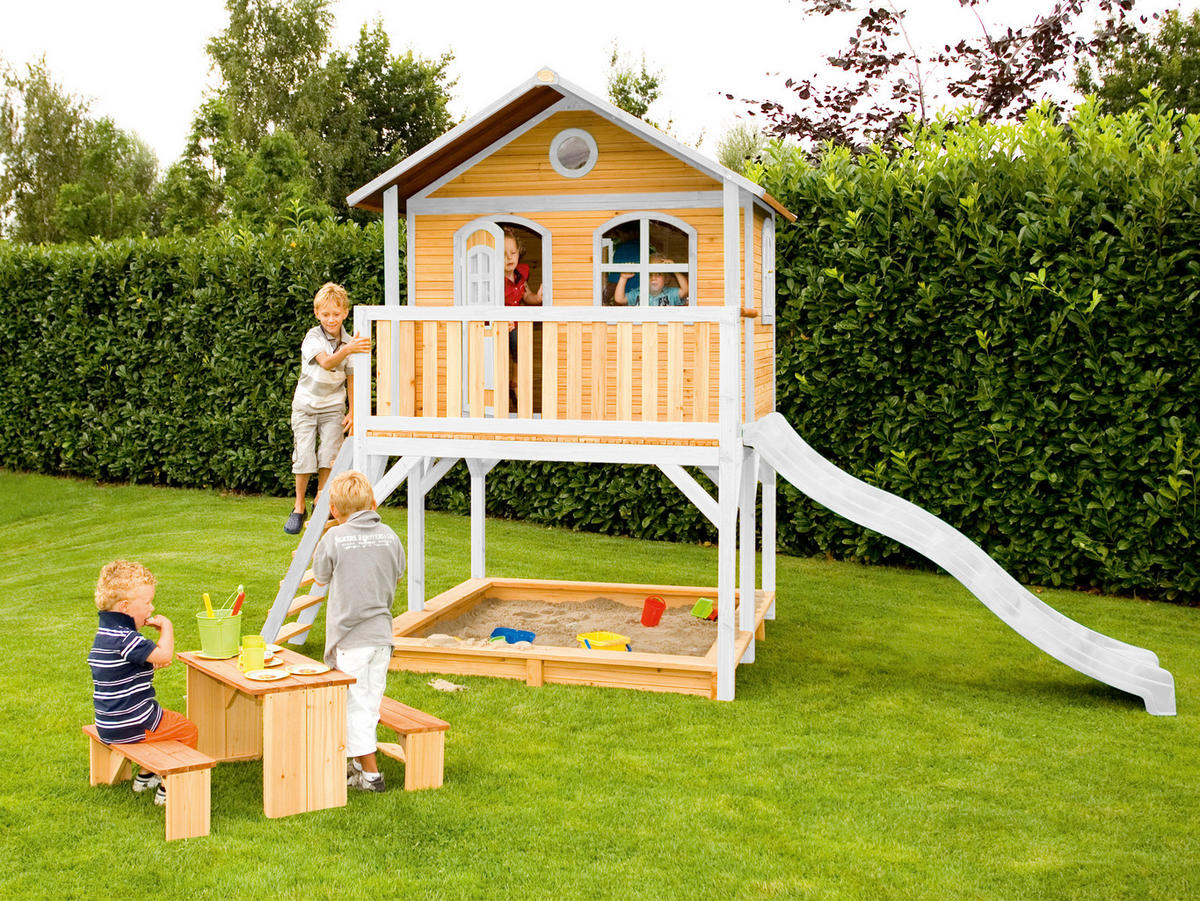 AXI Spielhaus Marc braun B/H/L: ca. 432x293x212 cm Marc - braun/weiß (212,00/432,00/293,00cm) - AXI