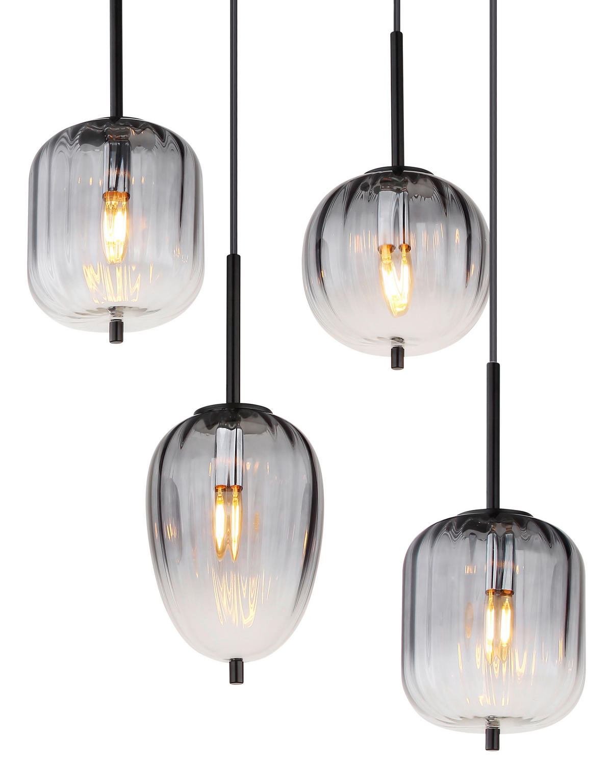 GLOBO Pendelleuchte mattschwarz Glas Metall B/H/T: ca. 32,5x120x102,5 cm 8.0 Brennstellen 15215-8 - mattschwarz (32,50/120,00/102,50cm) - GLOBO