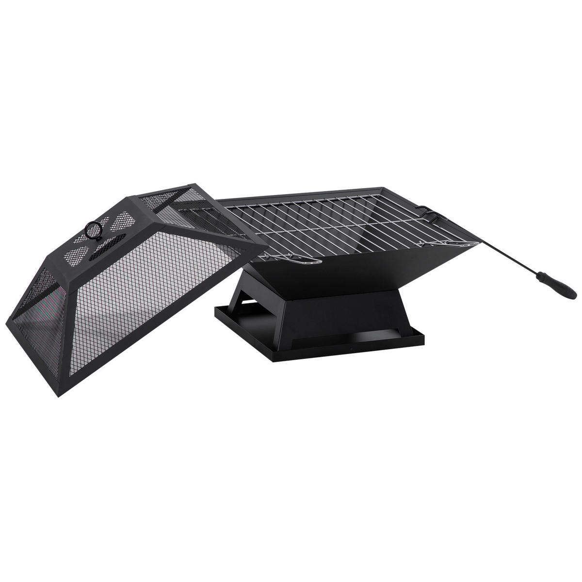 Outsunny Feuerstelle mit Grillrost Feuerstelle_mit_Grillrost - schwarz (45,00/45,00/34,00cm) - Outsunny