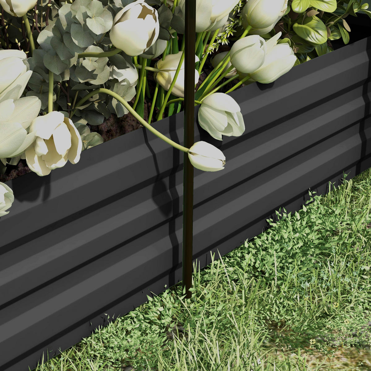 Outsunny Hochbeet dunkelgrau Edelstahl B/H/L: ca. 110x230x110 cm Hochbeet - dunkelgrau (110,00/110,00/230,00cm) - Outsunny