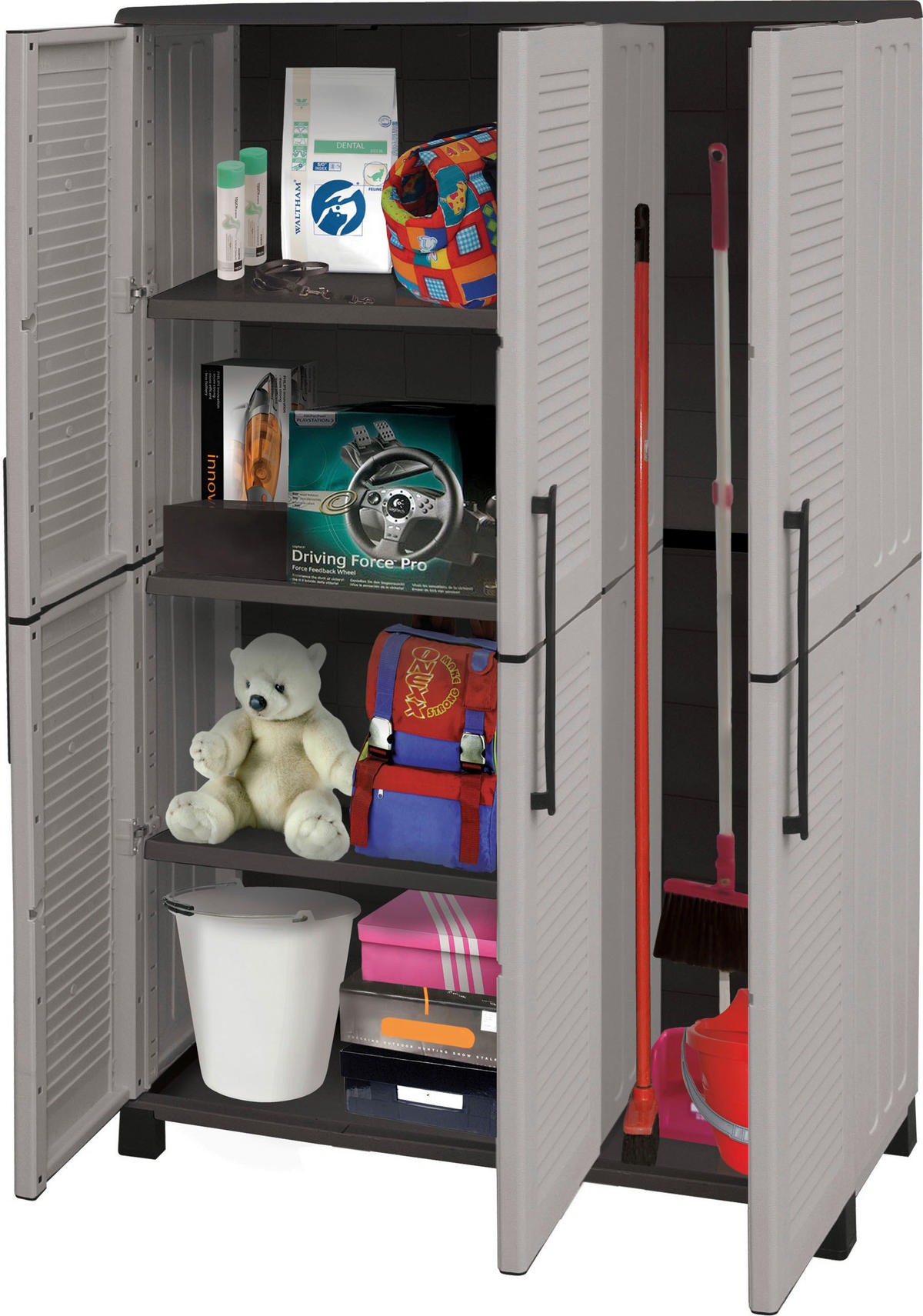 Linea Family Kunststoffschrank Family grau Kunststoff B/H/T: ca. 102x169x37 cm Family - grau (102,00/169,00/37,00cm) - Linea Family