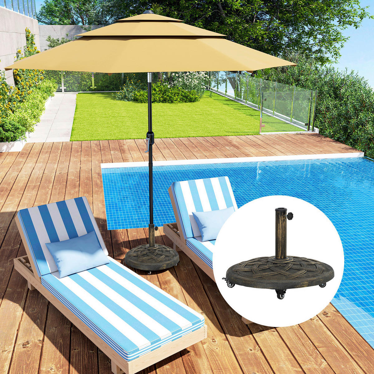 Outsunny Schirmständer bronze Metall B/H/L: ca. 54,5x40,5x54,5 cm Schirmständer - bronze (54,50/54,50/40,50cm) - Outsunny