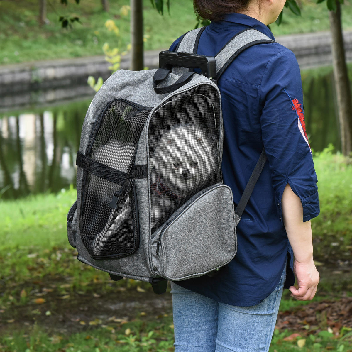 PawHut Hunde-Zubehör grau Polyester B/H/L: ca. 25x42x55 cm Tragetasche - grau (55,00/25,00/42,00cm) - PawHut