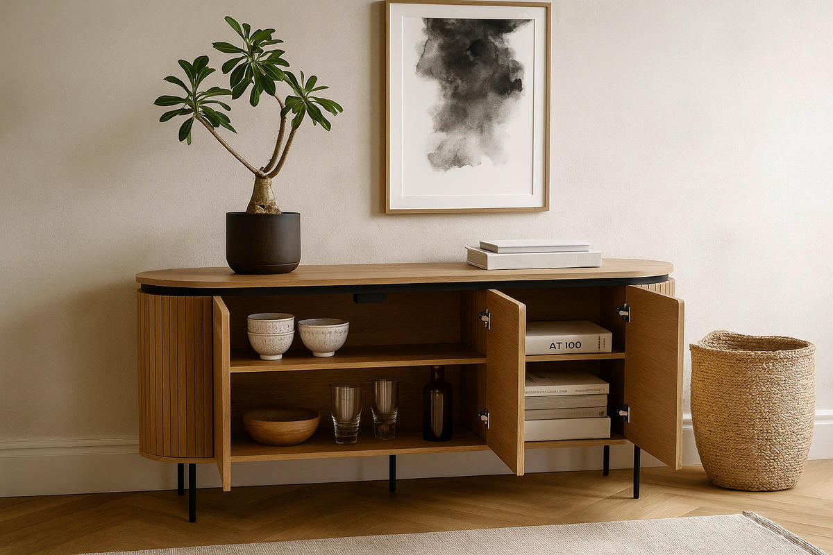 Kommode ALBERI Eiche Sonoma Nachbildung B/H/T: ca. 160x76x40 cm ALBERI - Eiche (160,00/76,00/40,00cm) - WIPMEB