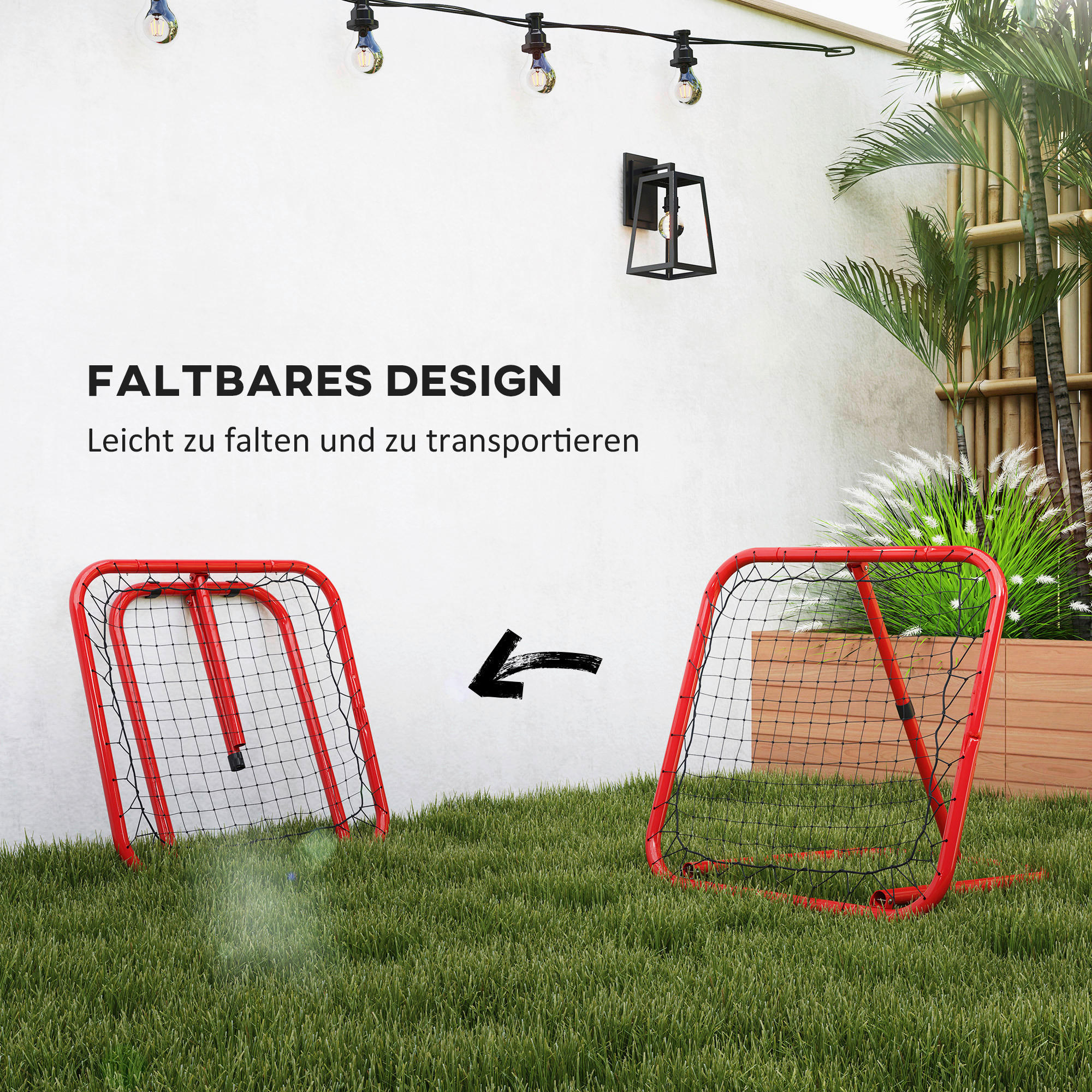 Thumbnail - HOMCOM Fußball Rebounder rot Polyethylen B/H/L: ca. 84x75x78 cm