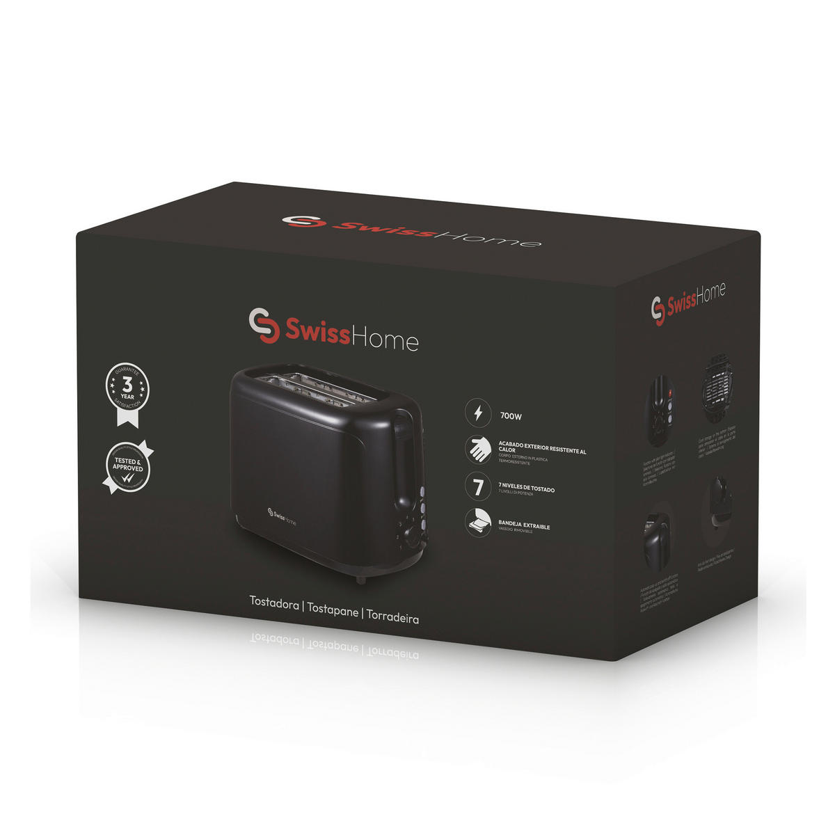 SWISS HOME Toastautomat SH-6912 schwarz Kunststoff B/H/L: ca. 15x19x27 cm DARK - schwarz (27,00/15,00/19,00cm) - SWISS HOME
