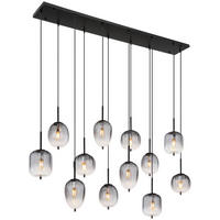 GLOBO Pendelleuchte mattschwarz Metall Glas B/H/T: ca. 34x130x160 cm 12.0 Brennstellen 15215-12 - mattschwarz (34,00/130,00/160,00cm) - GLOBO