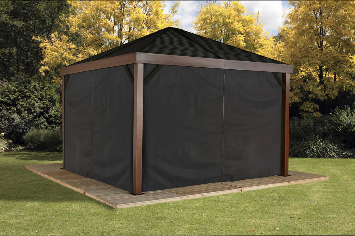 Sojag Pavillon-Vorhang-Set South Beach & Valencia schwarz Polyester South Beach & Valencia - schwarz - Sojag
