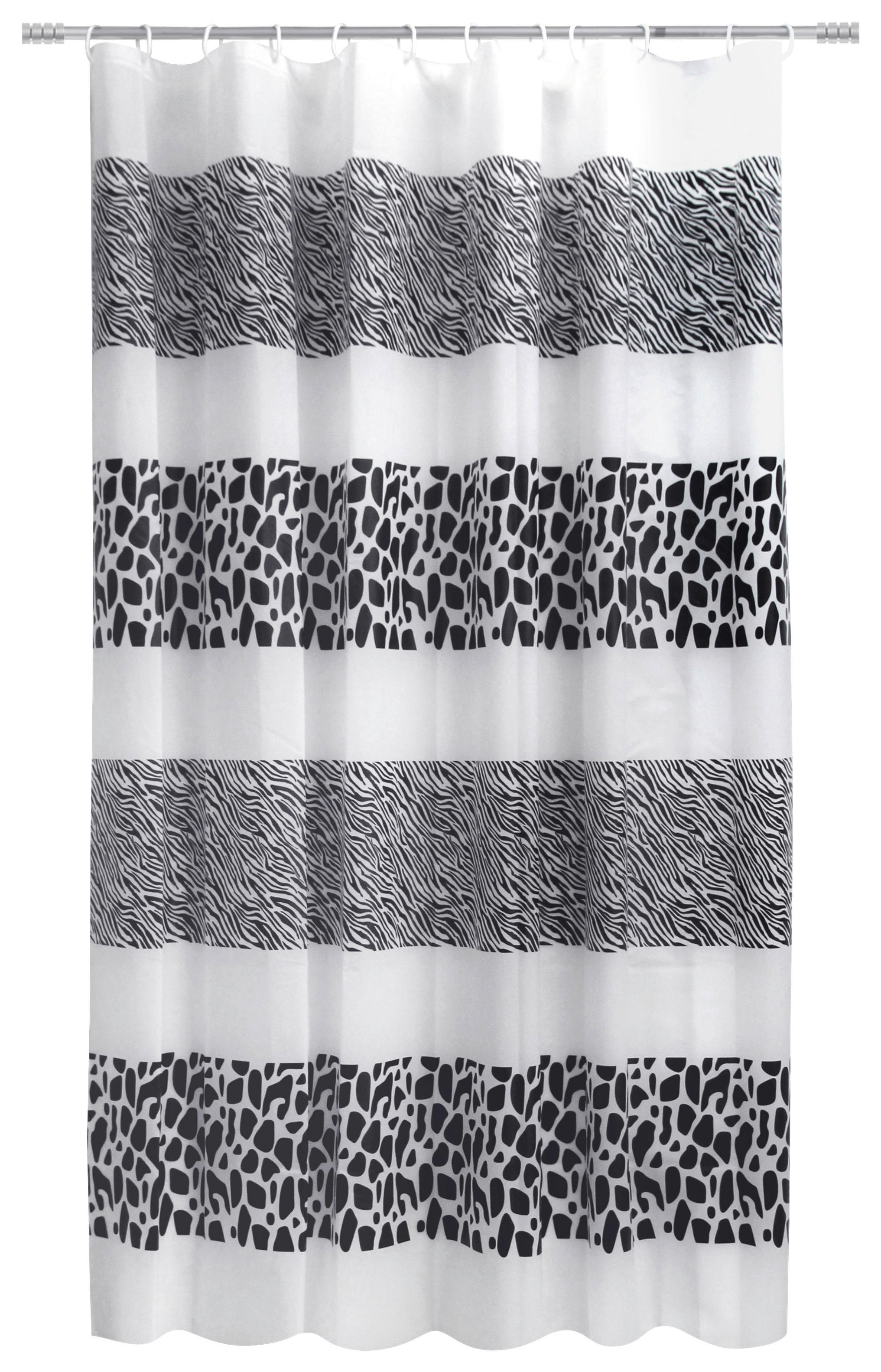 Duschvorhang weiß schwarz Kunststoff B/L: ca. 180x200 cm Duschvorhang_Animal_Print - weiß/schwarz (180,00/200,00cm) - Acus