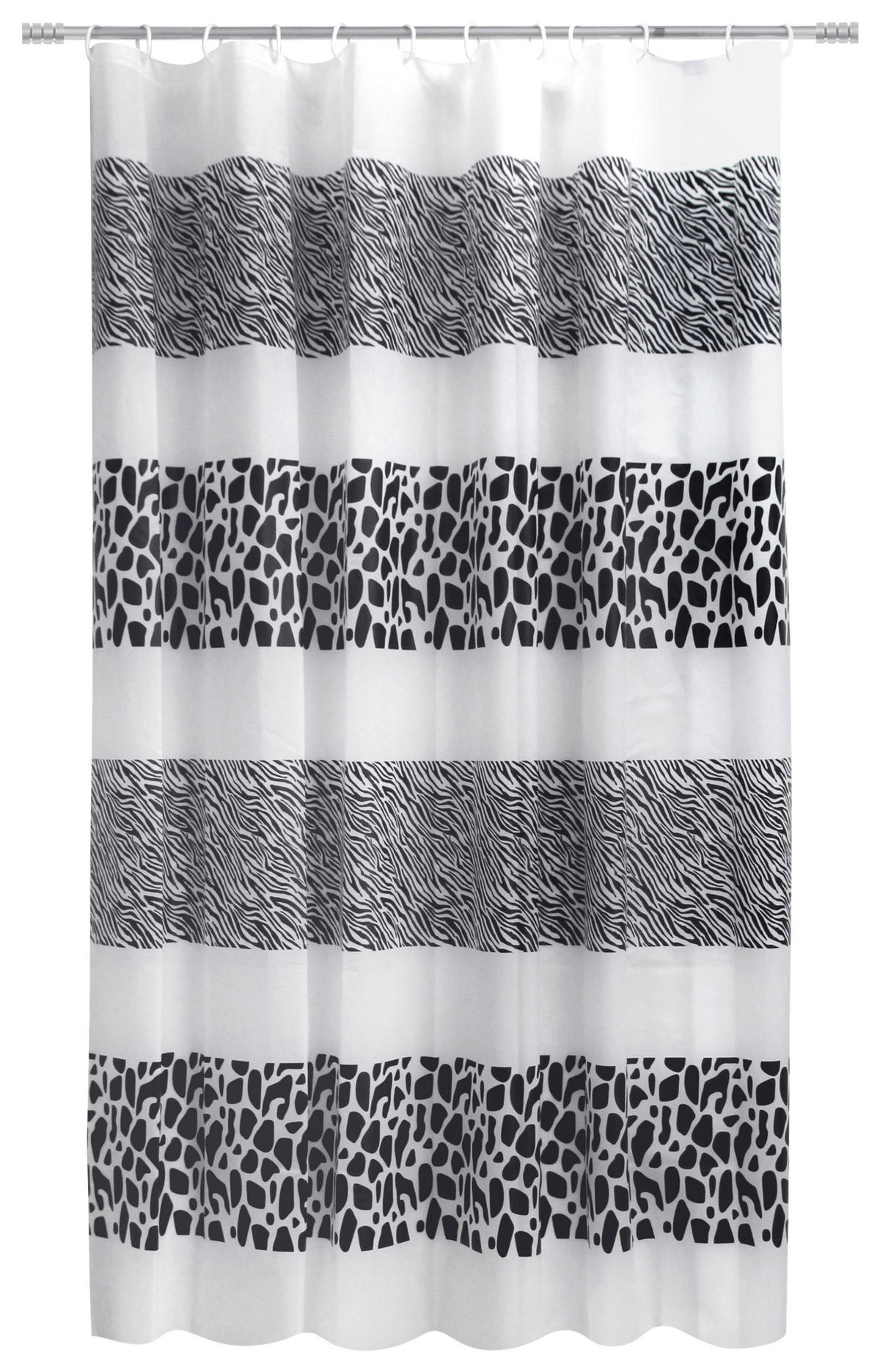 Duschvorhang weiß schwarz Kunststoff B/L: ca. 180x200 cm Duschvorhang_Animal_Print - weiß/schwarz (180,00/200,00cm) - Acus